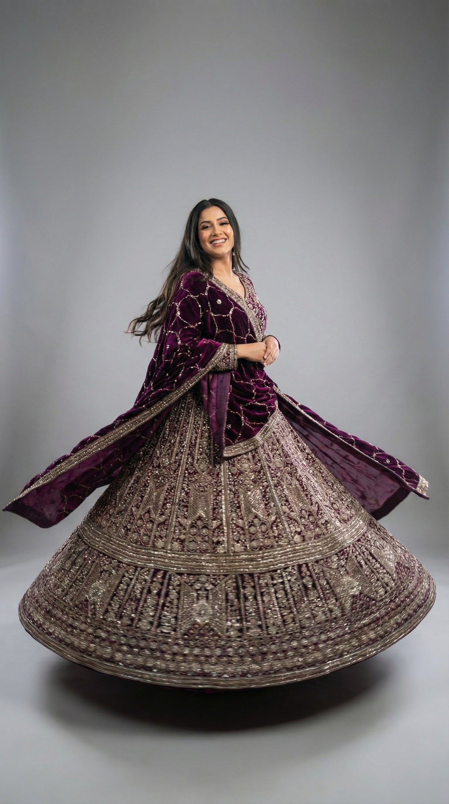 The Imperial Plum Zardosi Gown.