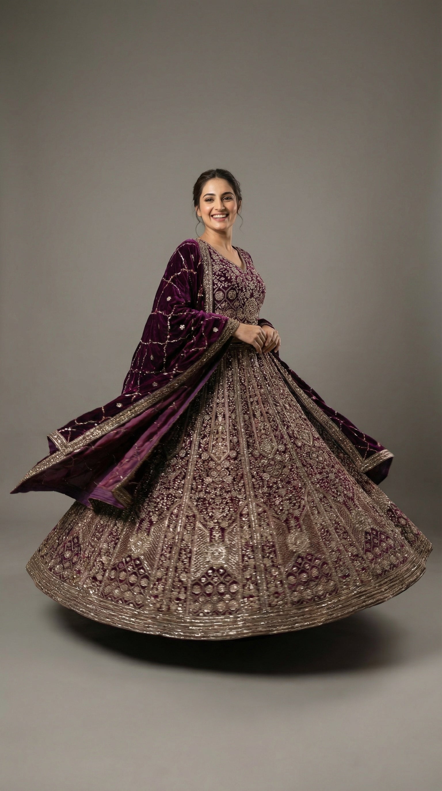 The Imperial Plum Zardosi Gown.
