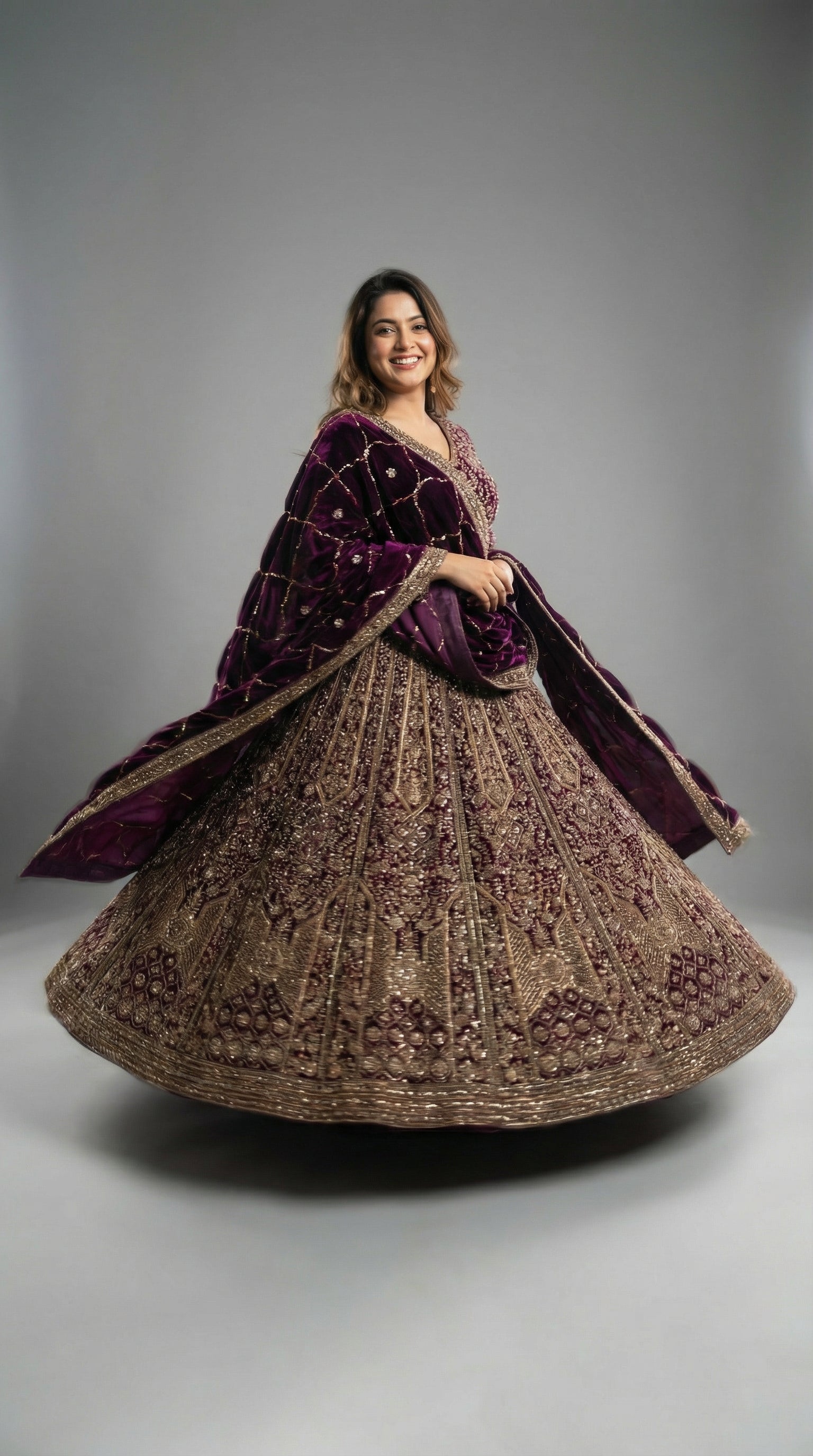 The Imperial Plum Zardosi Gown.