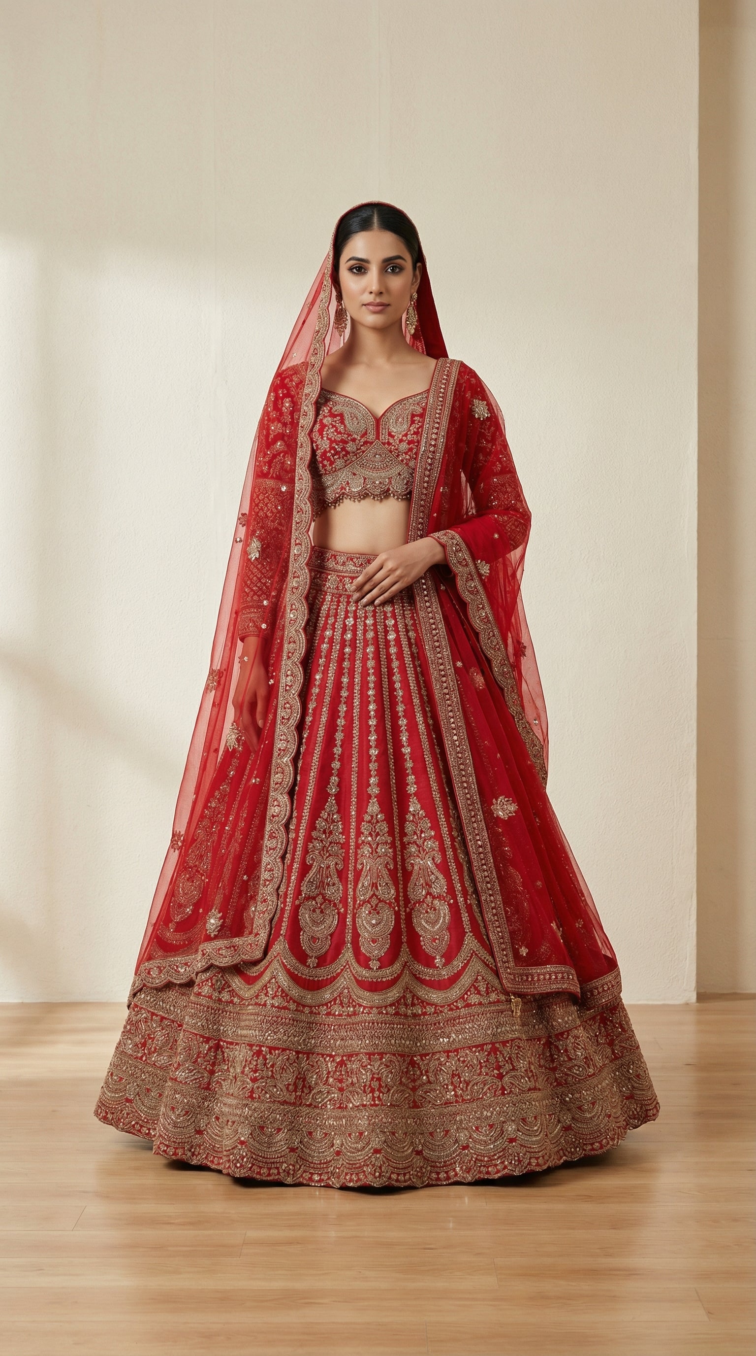 The Sultana Heritage Red Lehenga.