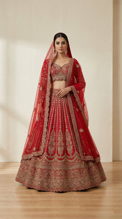 The Sultana Heritage Red Lehenga.