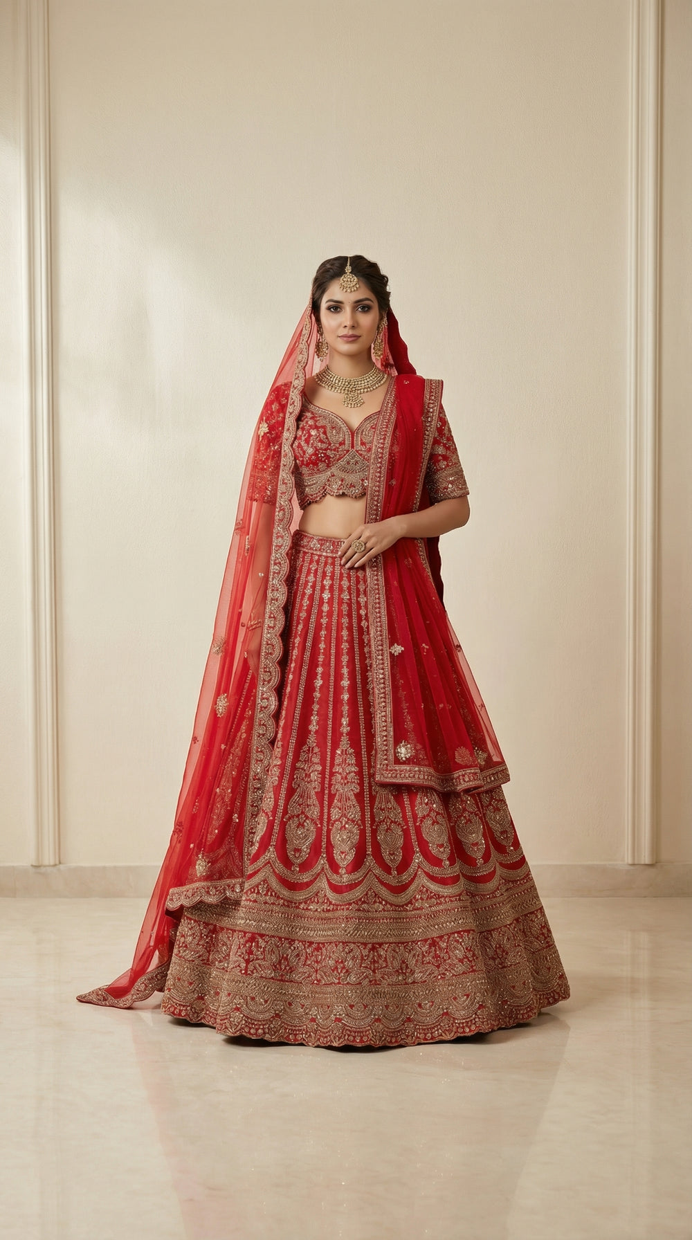 The Sultana Heritage Red Lehenga.