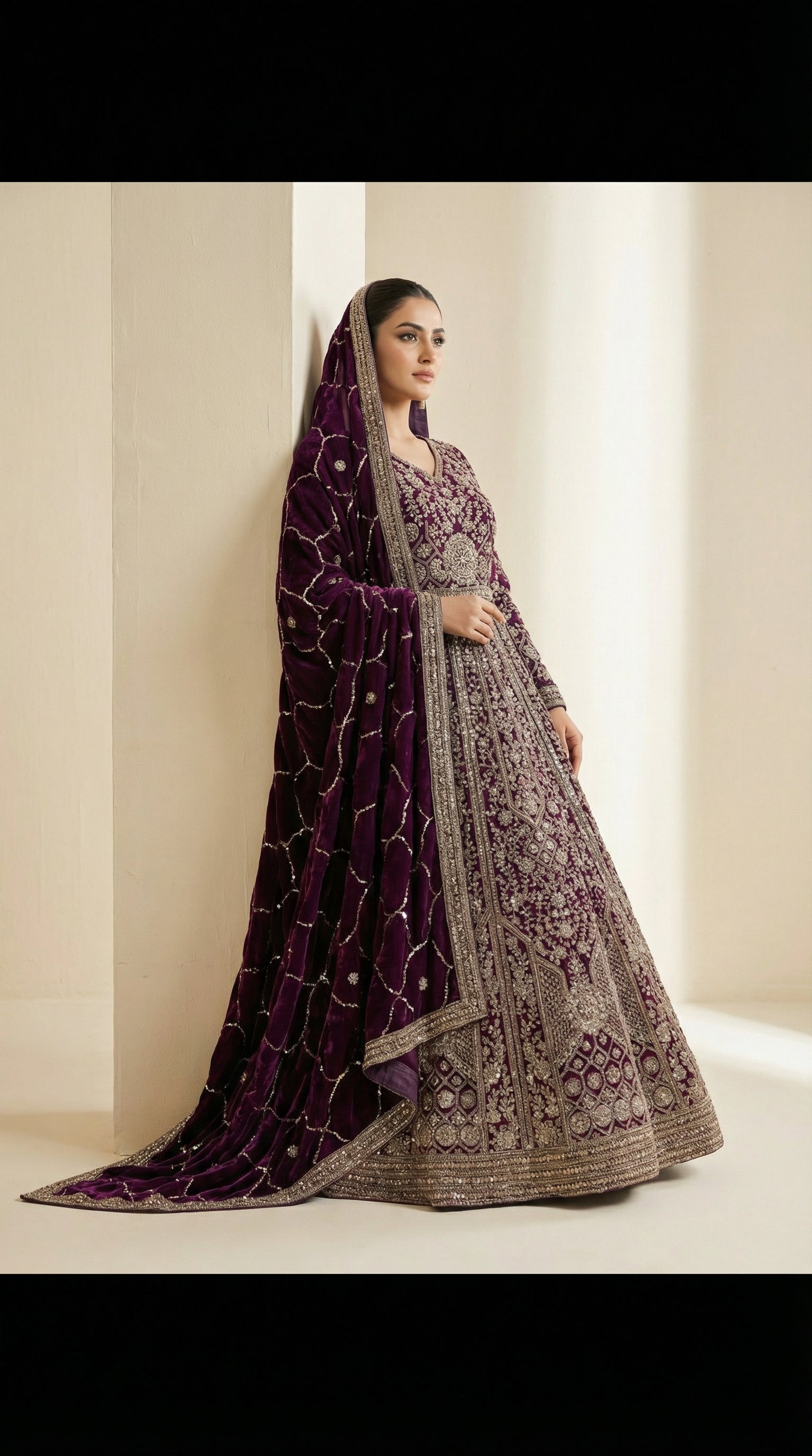 The Imperial Plum Zardosi Gown.