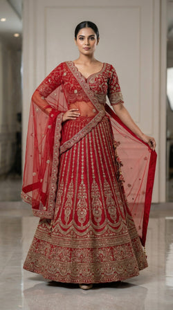 The Sultana Heritage Red Lehenga.