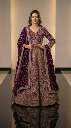 The Imperial Plum Zardosi Gown.