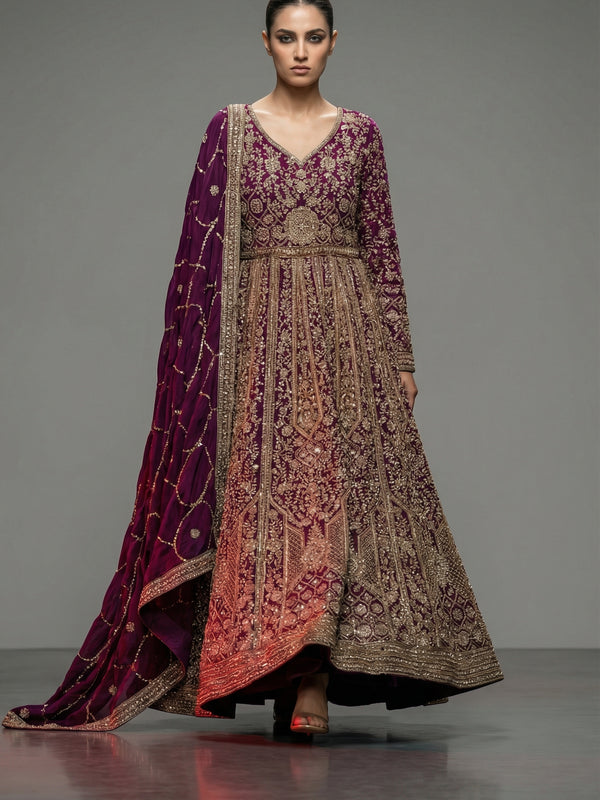 The Imperial Plum Zardosi Gown.