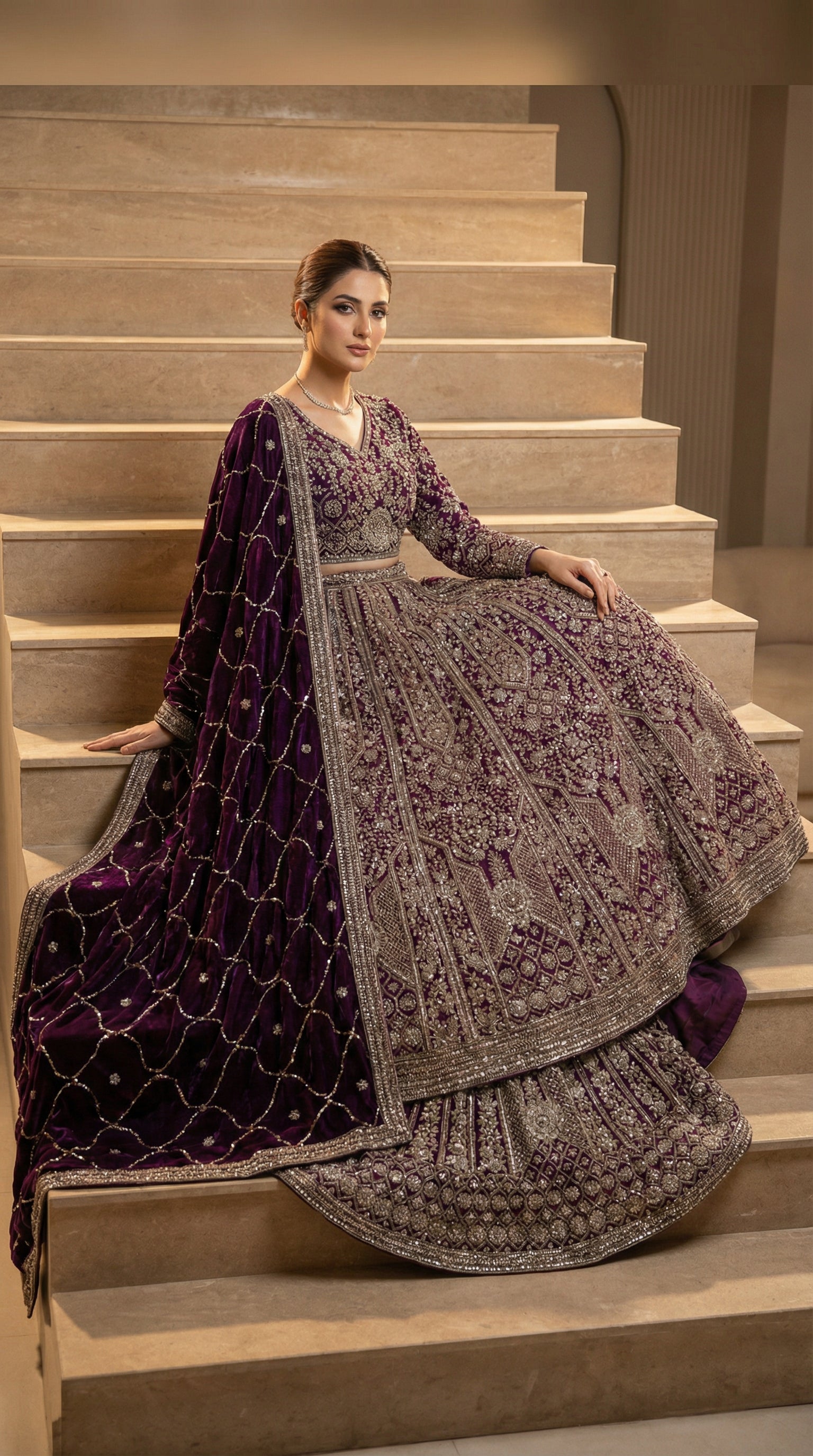 The Imperial Plum Zardosi Gown.