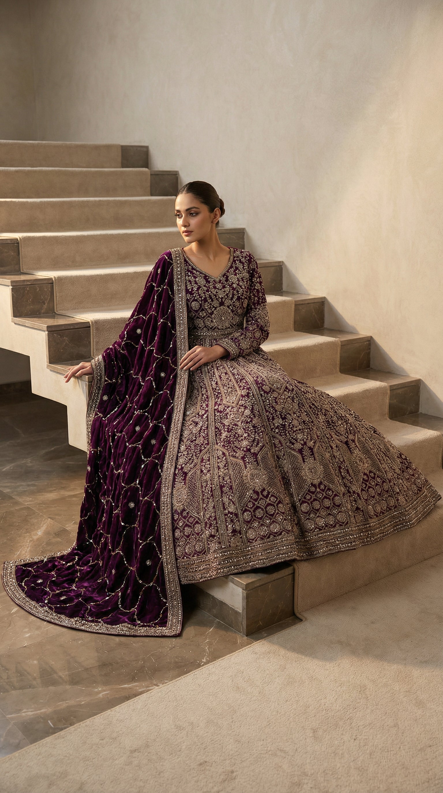 The Imperial Plum Zardosi Gown.