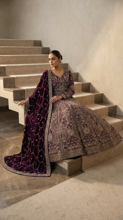 The Imperial Plum Zardosi Gown.