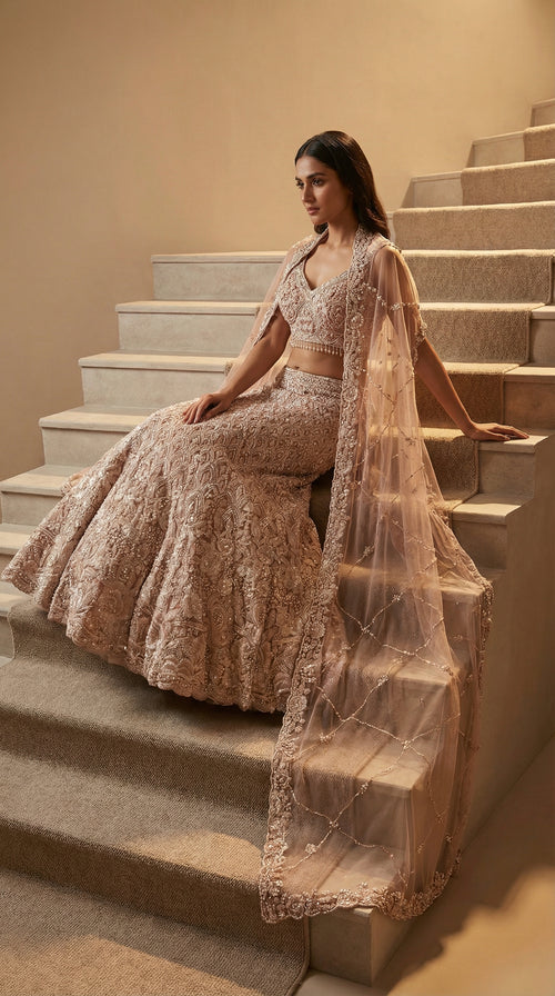 Champagne/Blush Lehenga