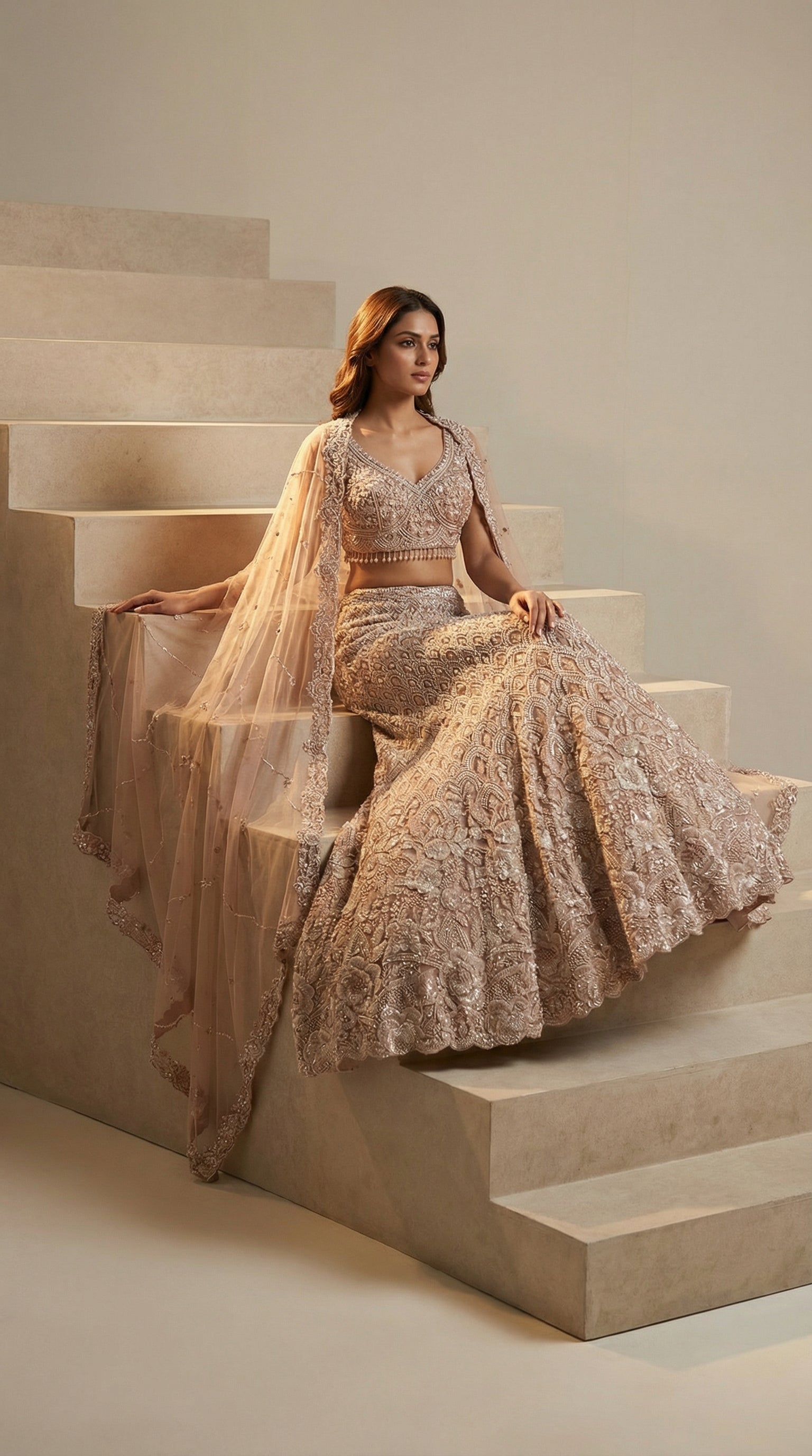 Champagne/Blush Lehenga