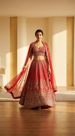 The Sultana Heritage Red Lehenga.