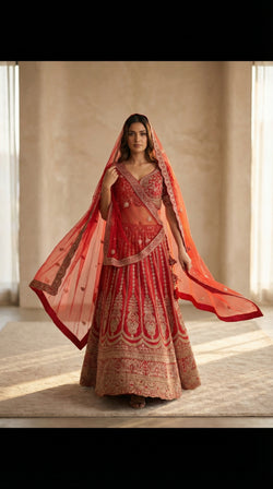 The Sultana Heritage Red Lehenga.