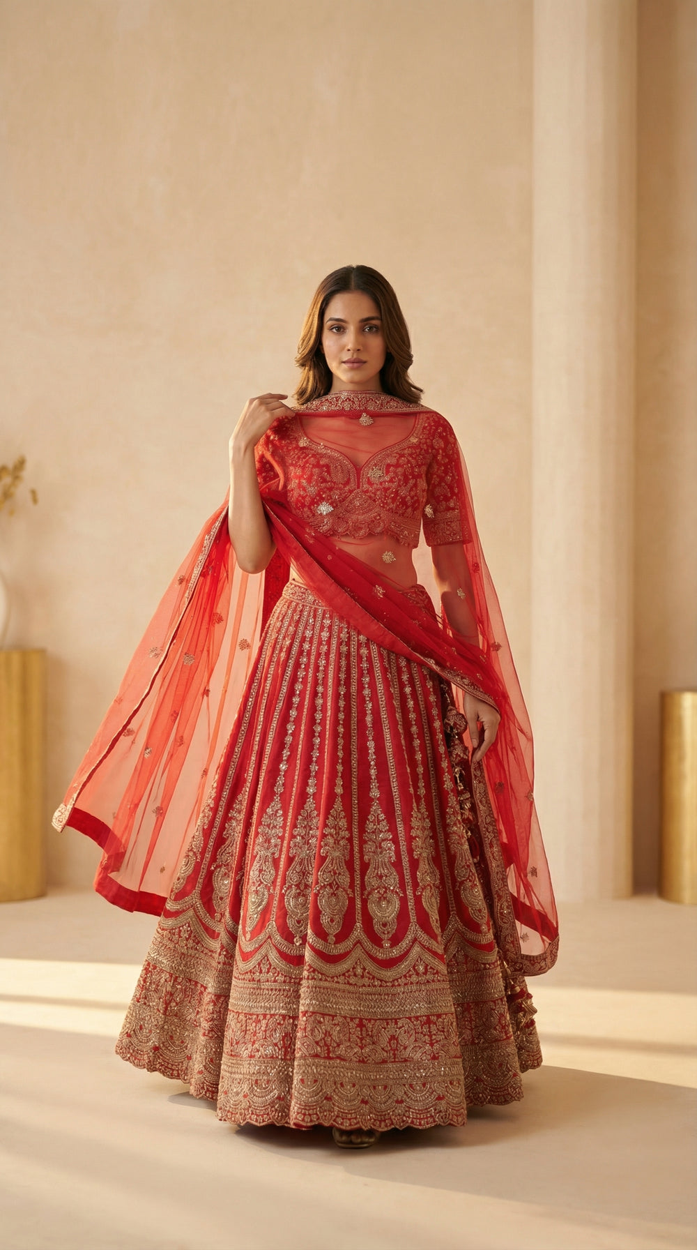 The Sultana Heritage Red Lehenga.