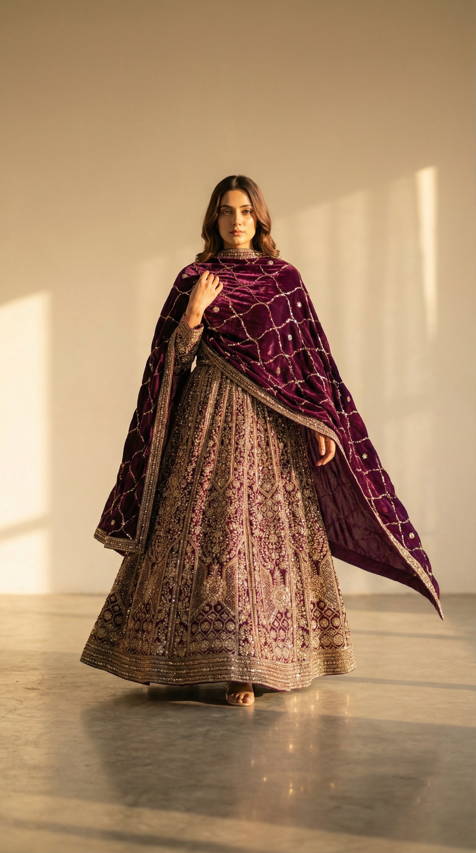 The Imperial Plum Zardosi Gown.