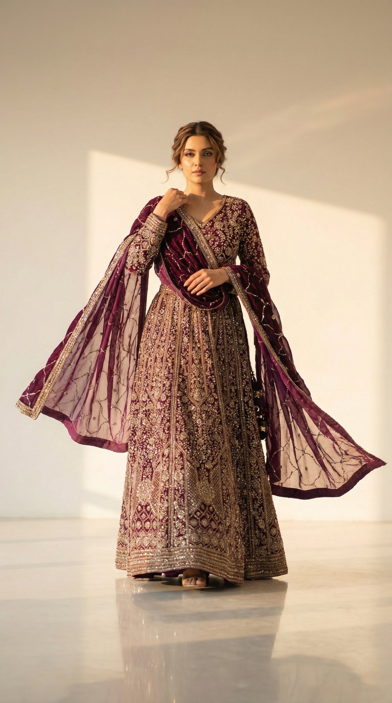 The Imperial Plum Zardosi Gown.