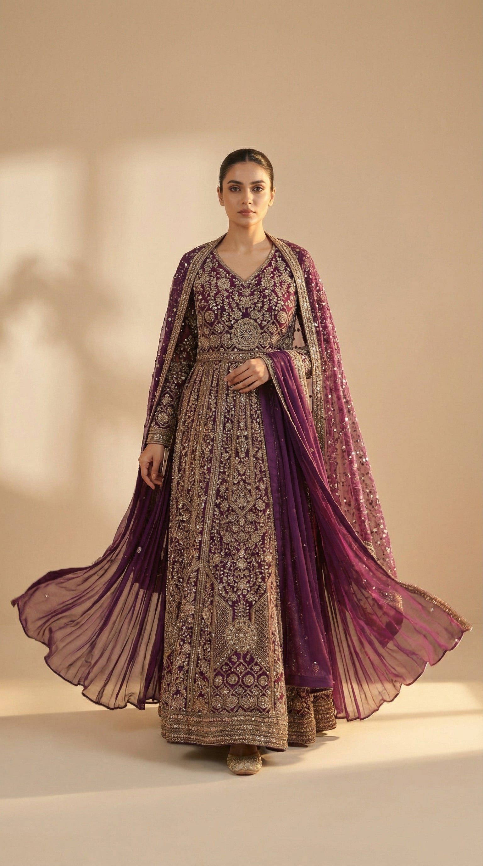 The Imperial Plum Zardosi Gown.