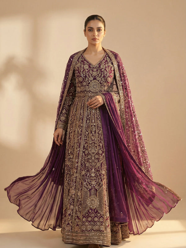 The Imperial Plum Zardosi Gown.