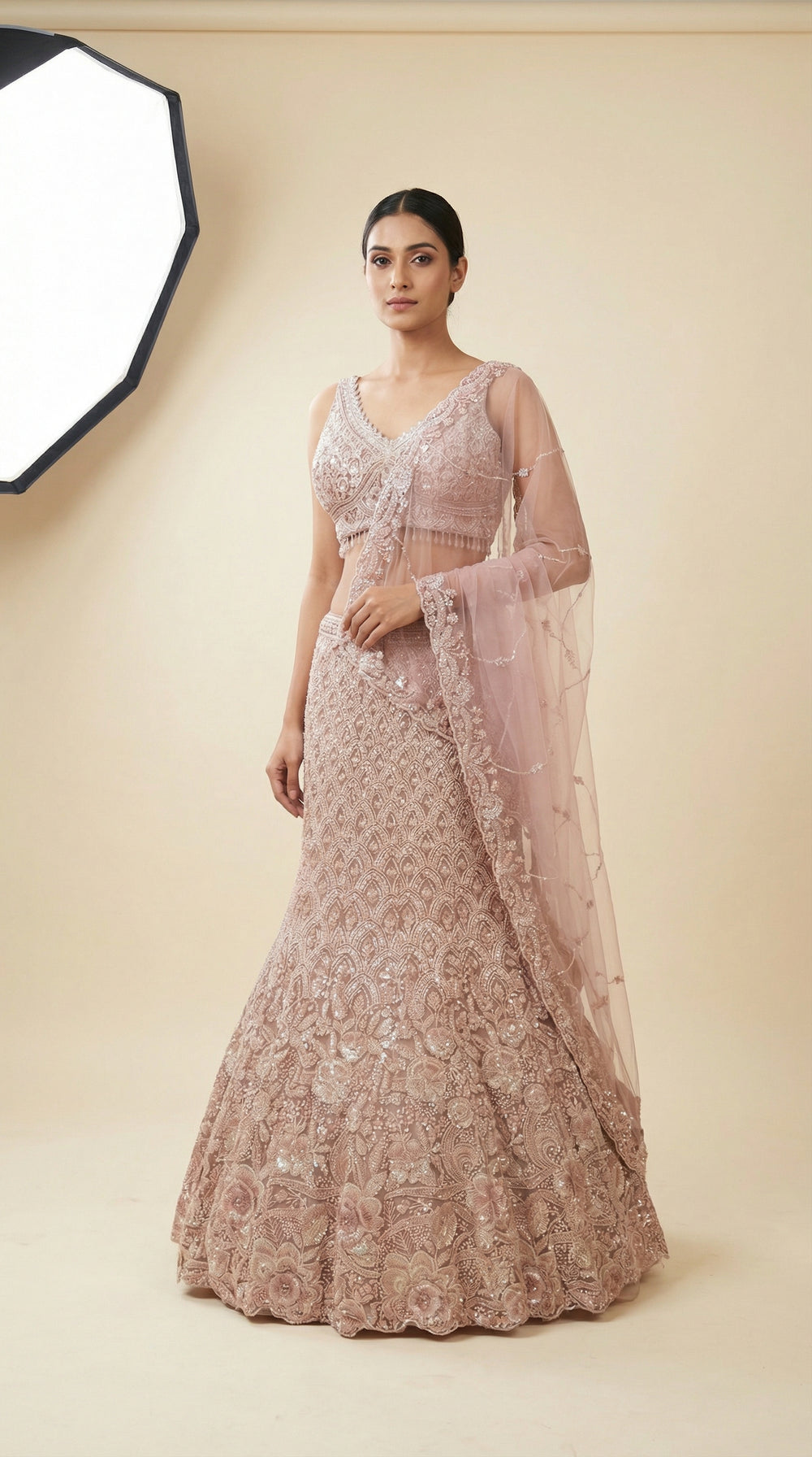 Champagne/Blush Lehenga