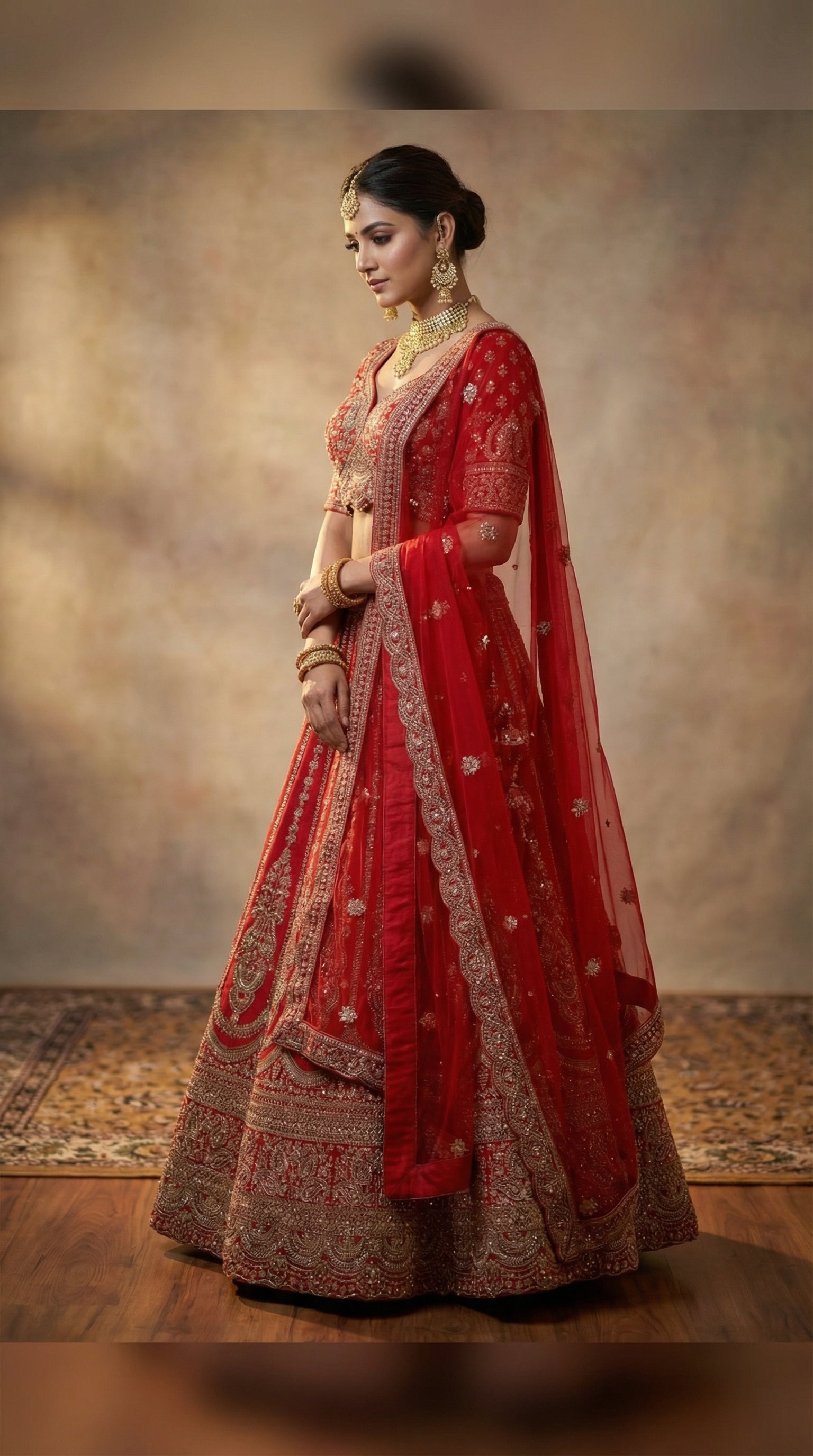 The Sultana Heritage Red Lehenga.