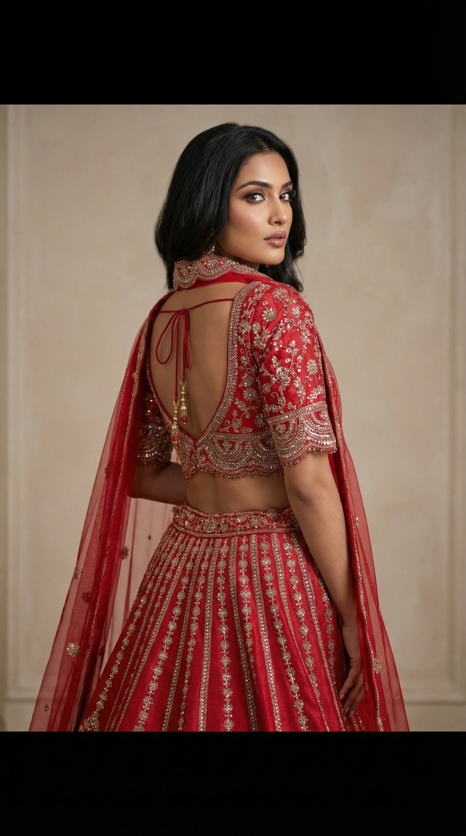 The Sultana Heritage Red Lehenga.