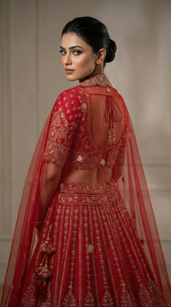 The Sultana Heritage Red Lehenga.