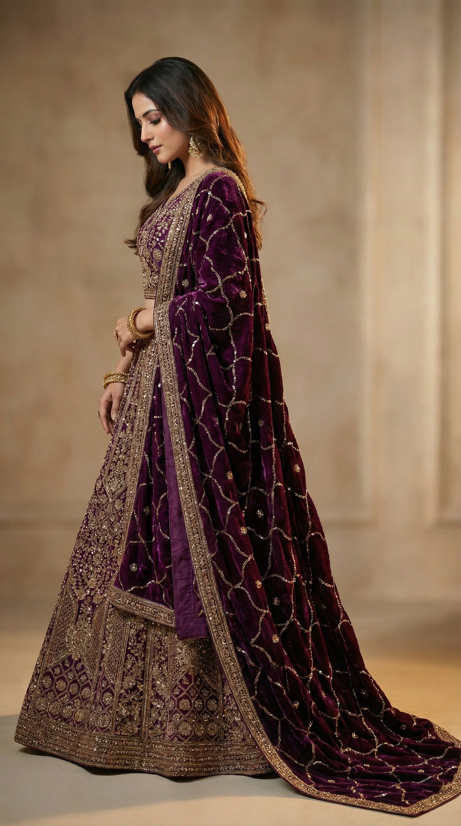 The Imperial Plum Zardosi Gown.