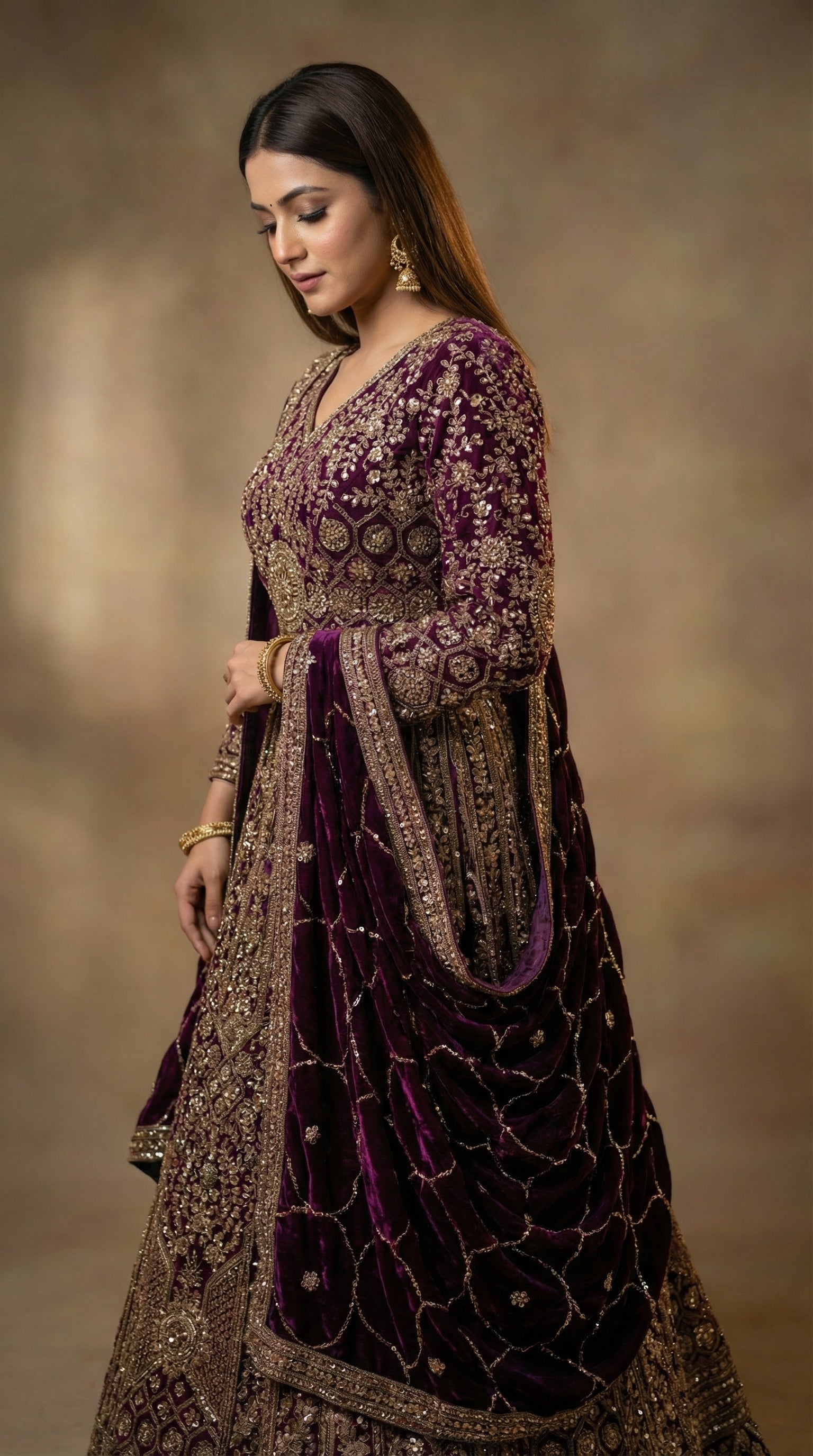 The Imperial Plum Zardosi Gown.