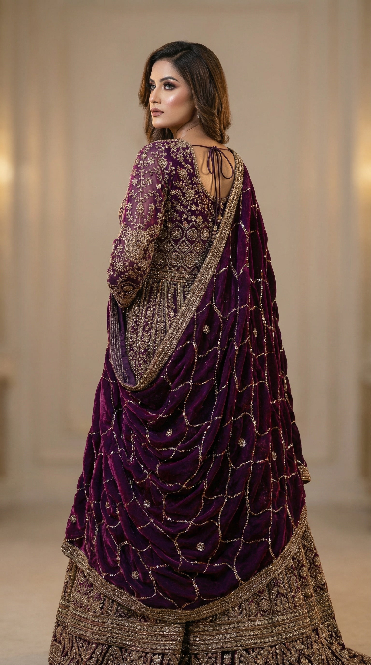 The Imperial Plum Zardosi Gown.