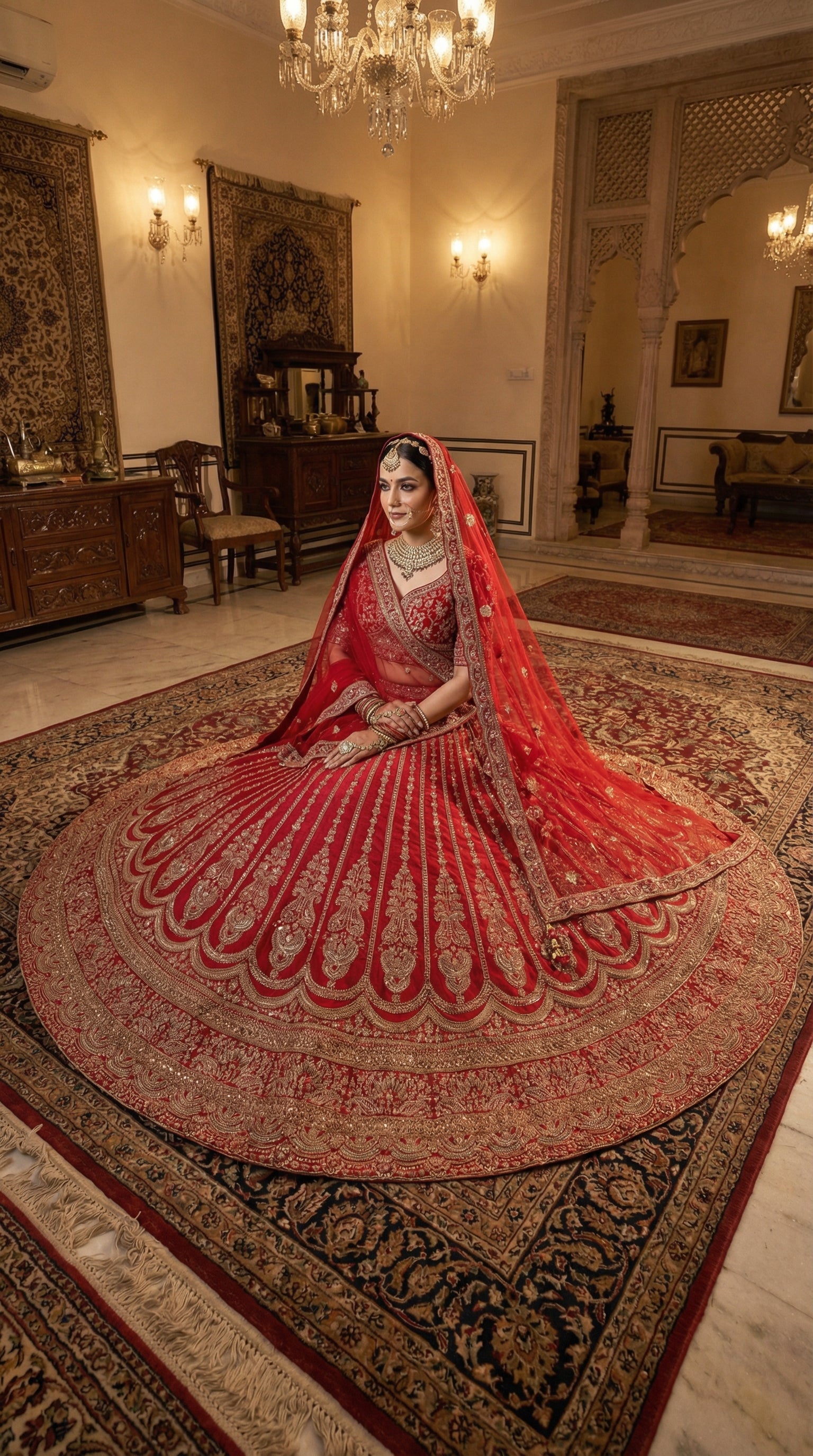 The Sultana Heritage Red Lehenga.
