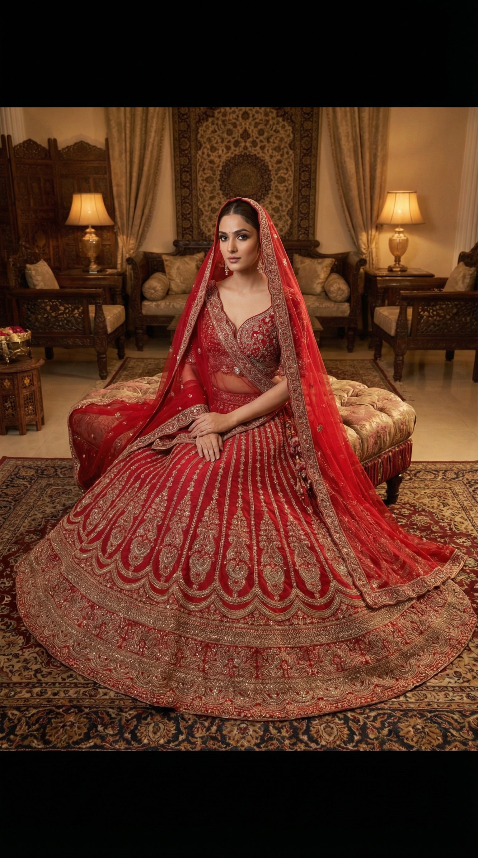 The Sultana Heritage Red Lehenga.
