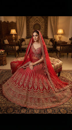 The Sultana Heritage Red Lehenga.