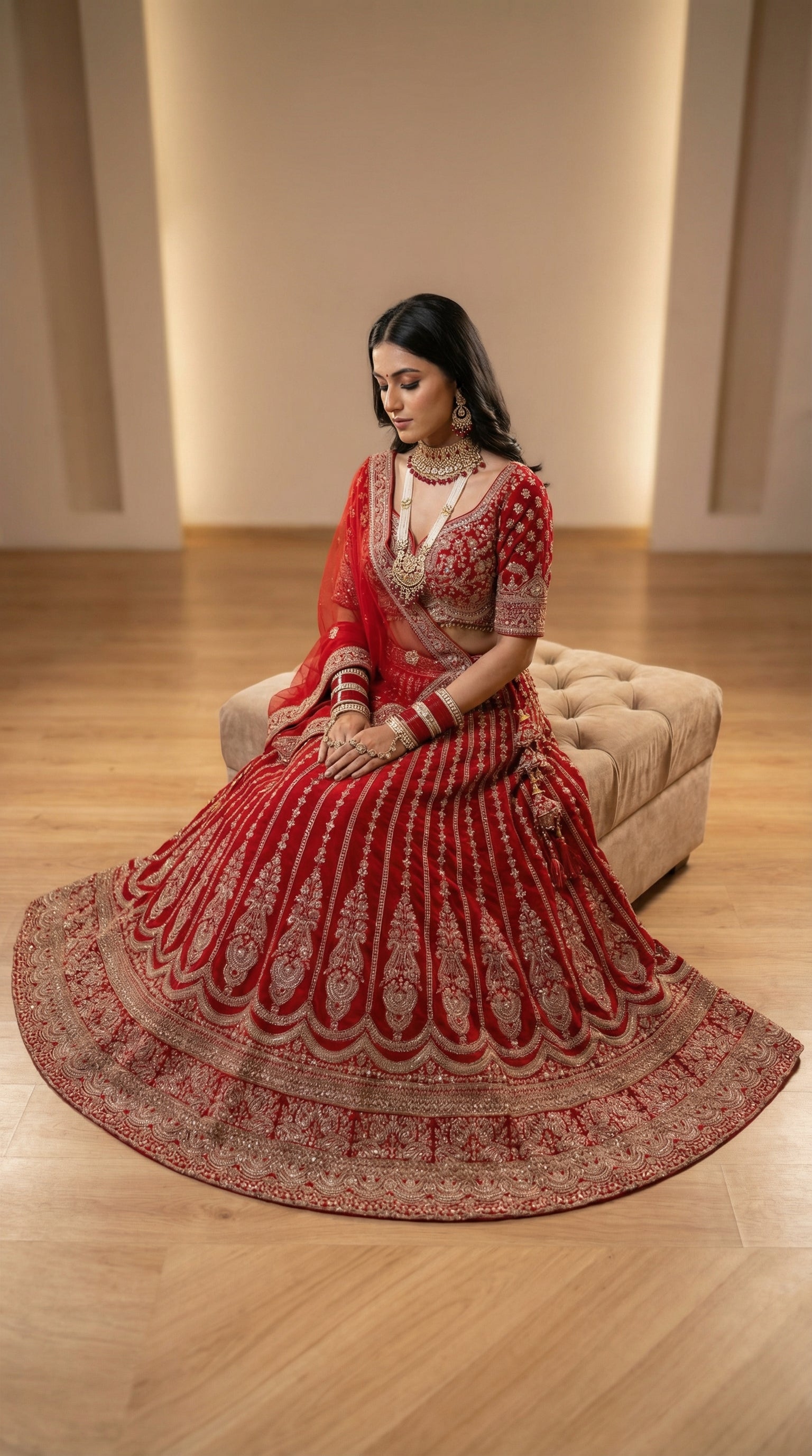 The Sultana Heritage Red Lehenga.