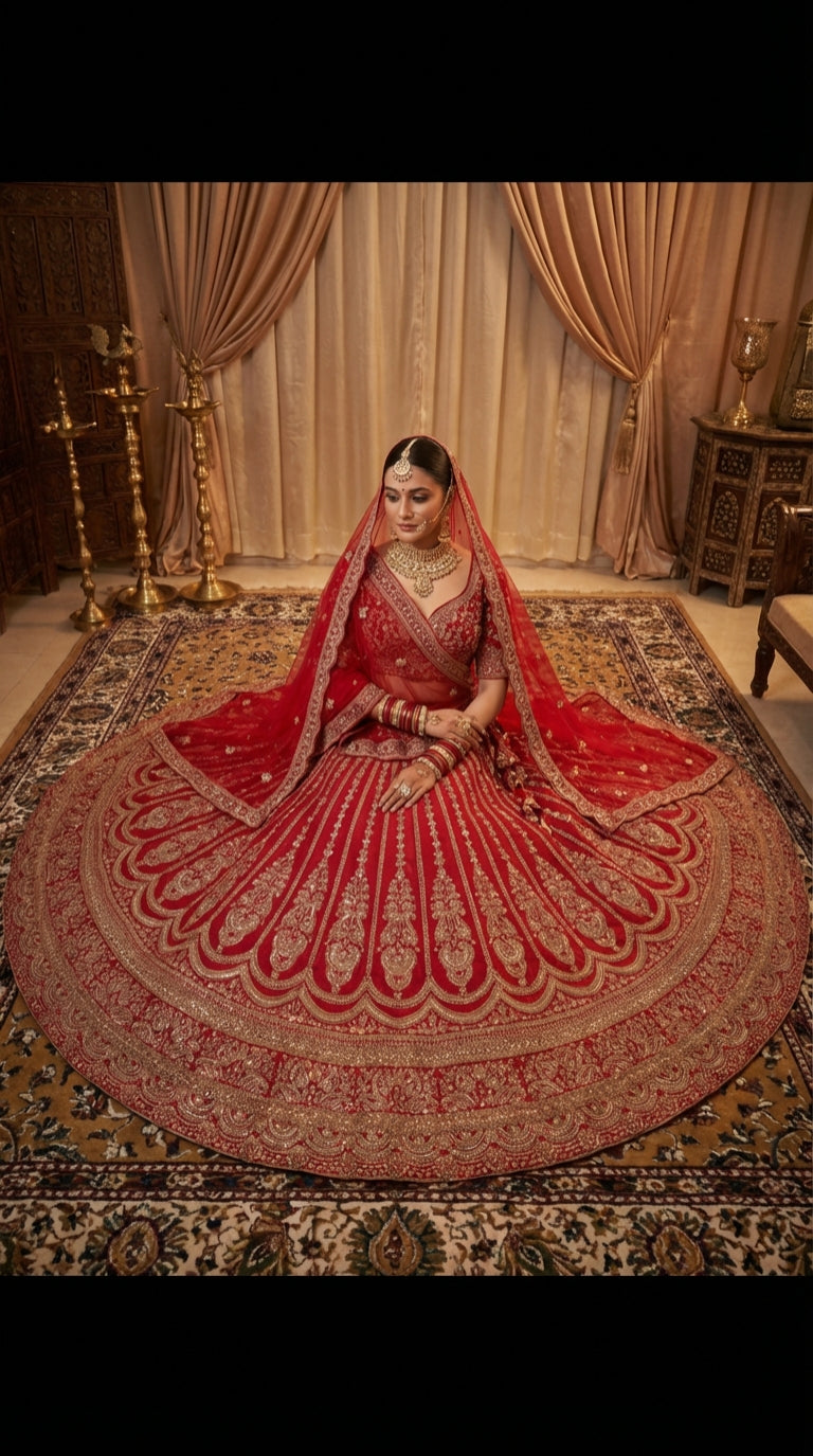 The Sultana Heritage Red Lehenga.