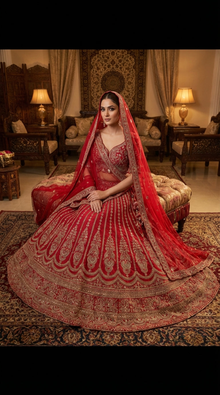 The Sultana Heritage Red Lehenga.