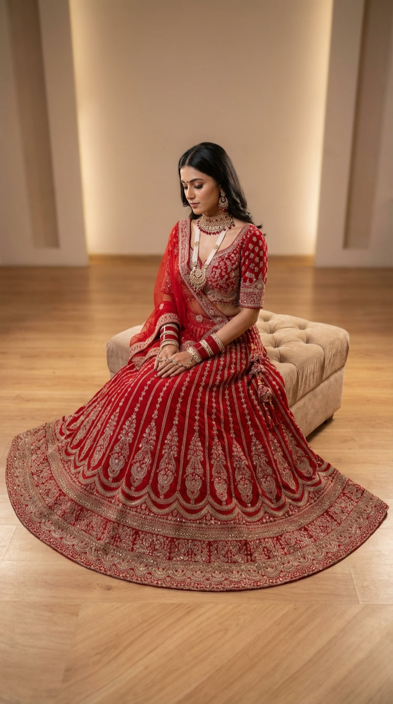 The Sultana Heritage Red Lehenga.