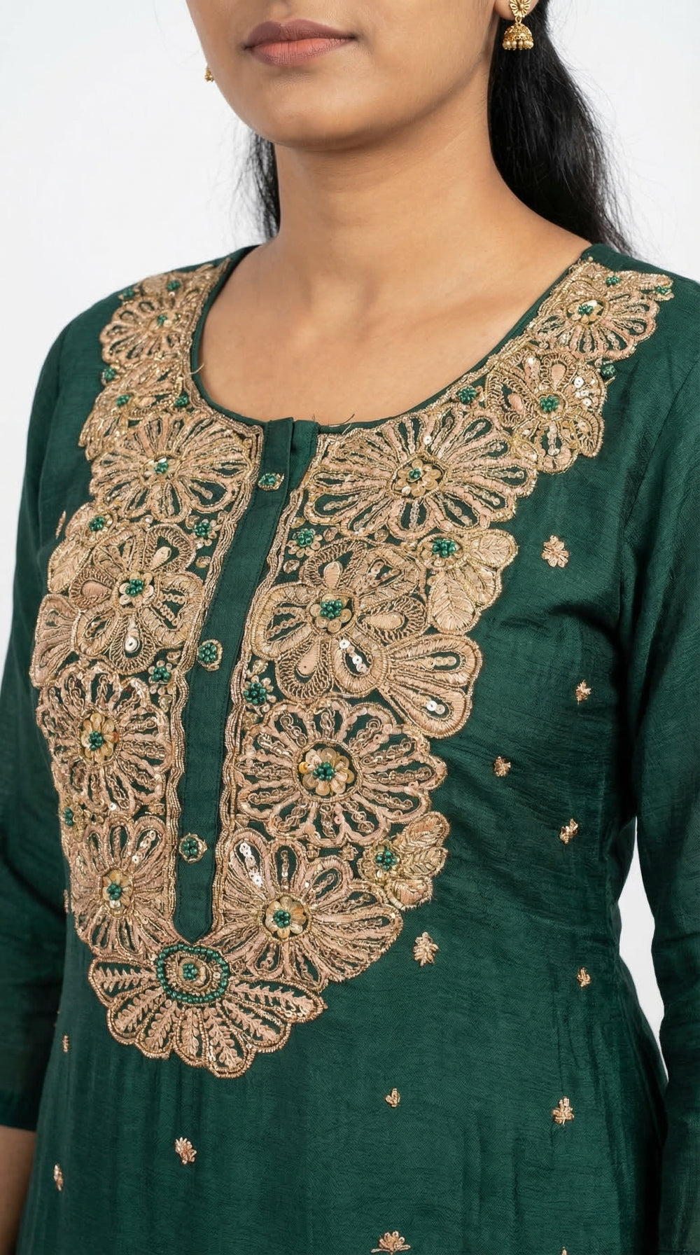 The Nawab Gulbagh — Emerald Green Zardosi Sharara Suit Set