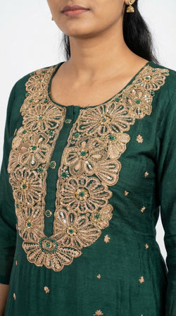 The Nawab Gulbagh — Emerald Green Zardosi Sharara Suit Set