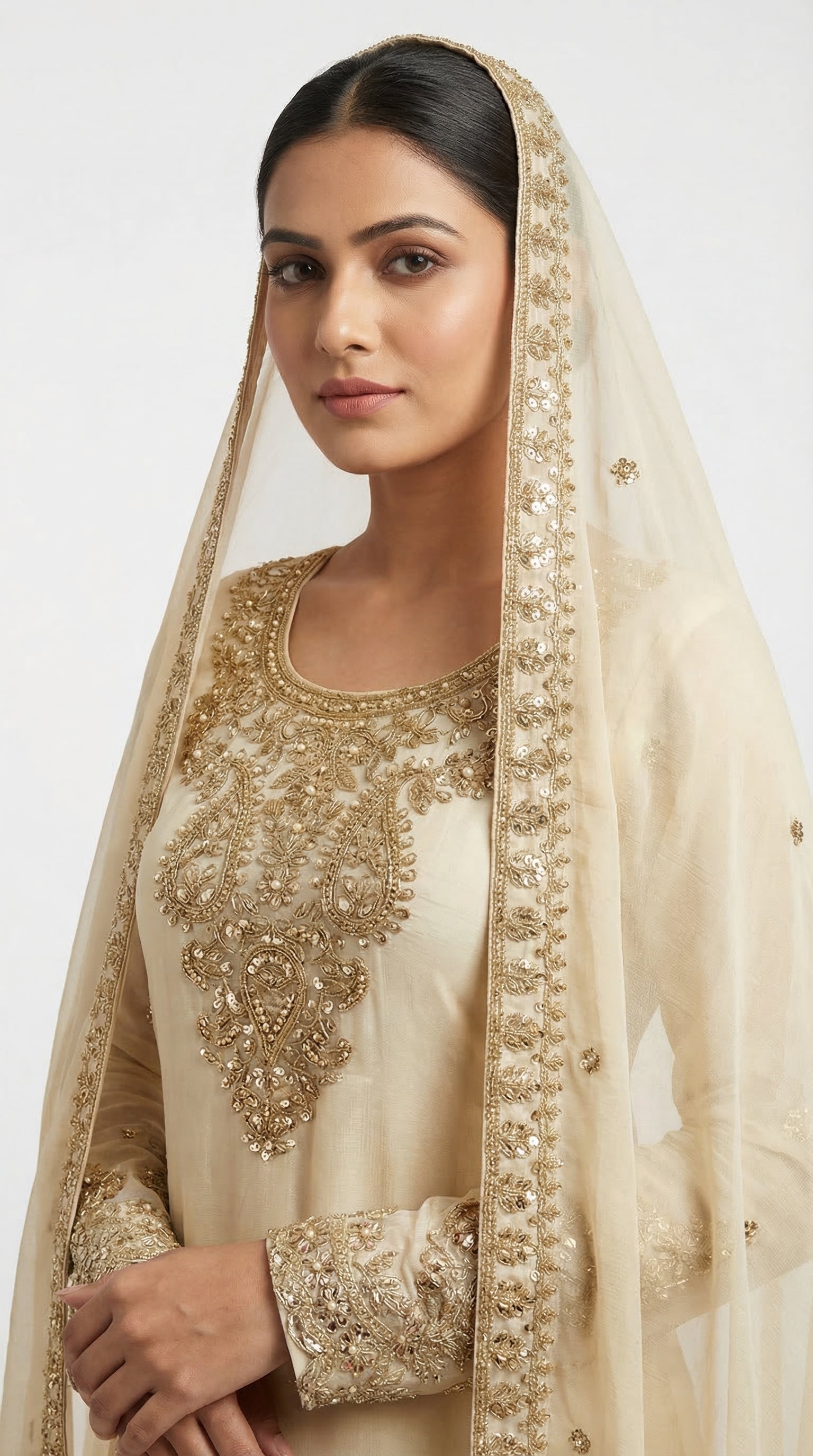 The Nawab Sona — Champagne Gold Zardosi Sharara Suit Set