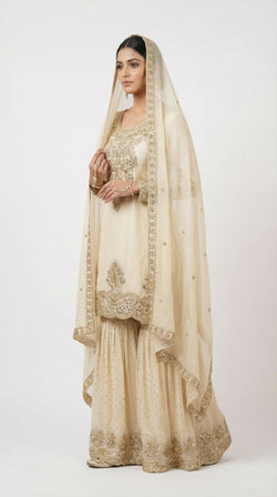 The Nawab Sona — Champagne Gold Zardosi Sharara Suit Set