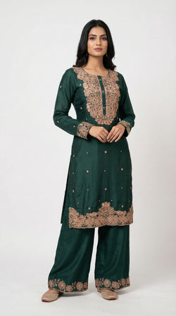 The Nawab Gulbagh — Emerald Green Zardosi Sharara Suit Set